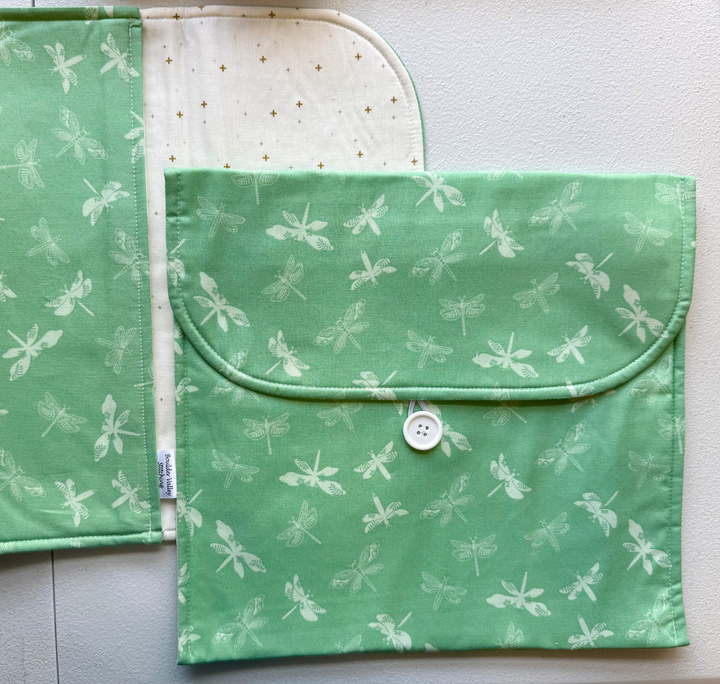 "Seafoam Dragonflies" Envelope Project Bag