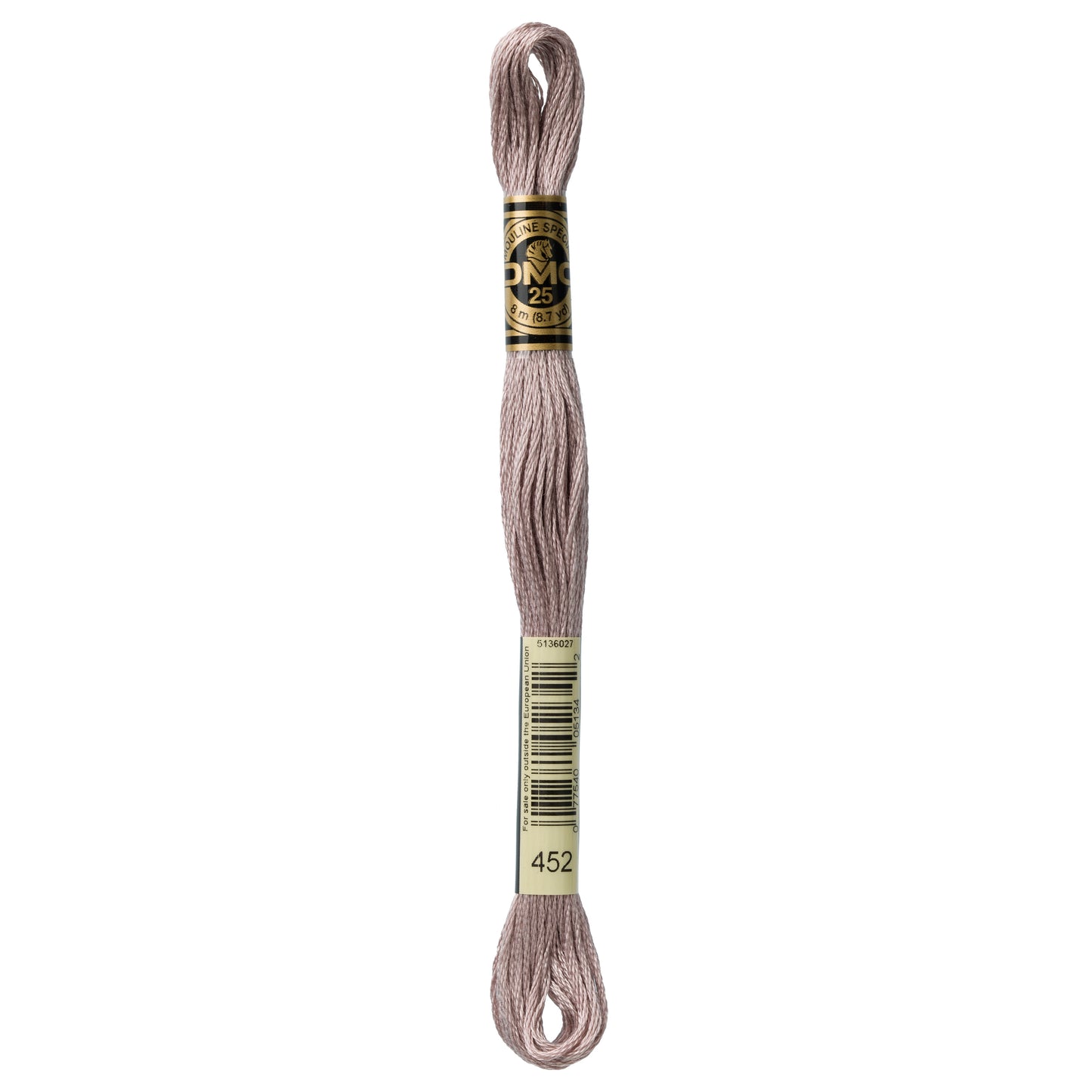 DMC 6 Strand Cotton Embroidery Floss #452 - Shell Gray Medium-Cross Stitch-DMC Floss-Millennial Fabrics