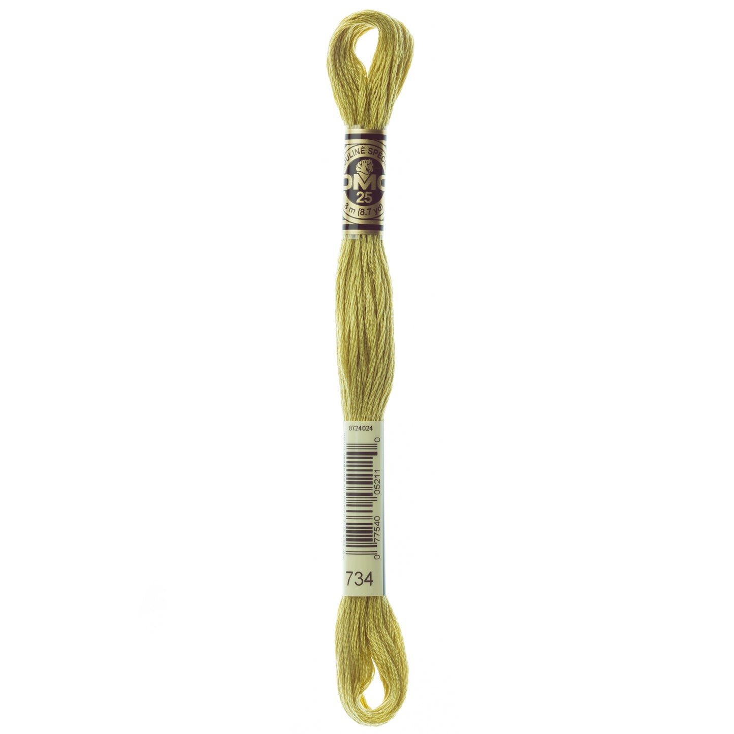 DMC 6 Strand Cotton Embroidery Floss #734 - Olive Green Light-Cross Stitch-DMC Floss-Millennial Fabrics