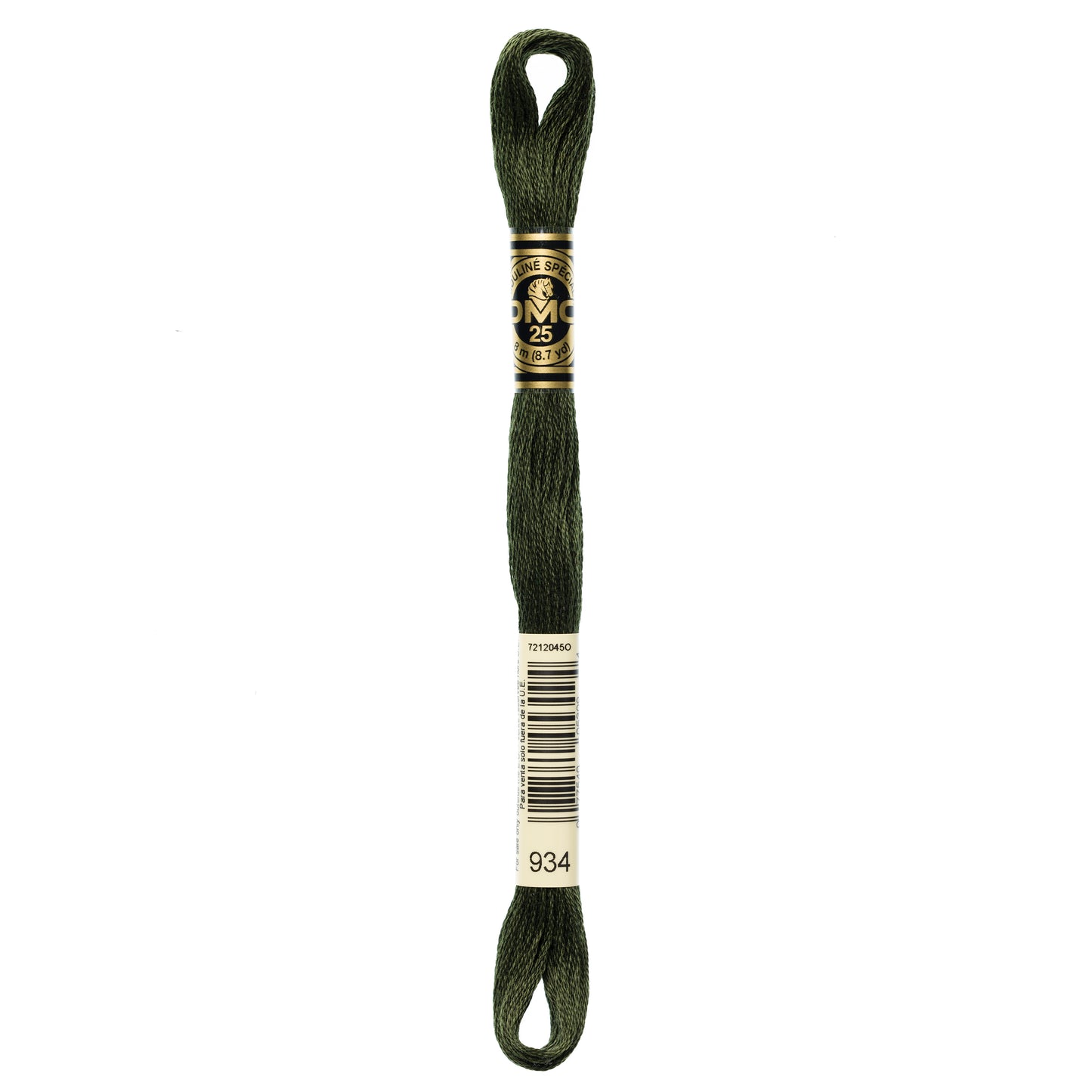 DMC 6 Strand Cotton Embroidery Floss #934 - Avocado Green Black-Cross Stitch-DMC Floss-Millennial Fabrics