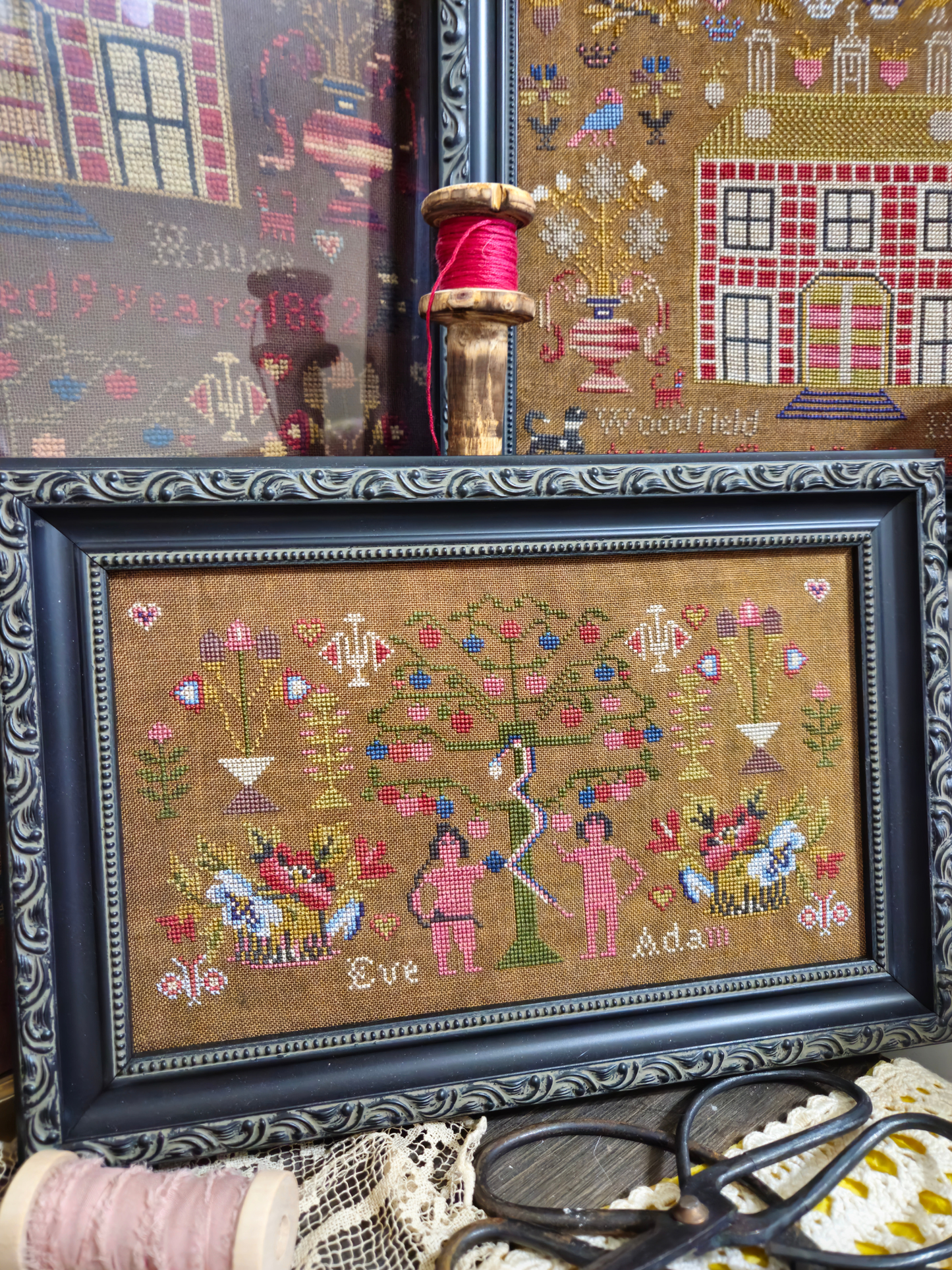Anne Hughs 1852 - Adam and Eve by Quaint Rose NeedleArts for Needlework Marketplace