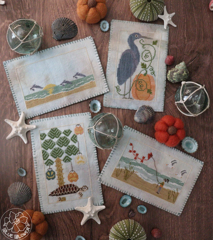 Autumn Beach Postcards by The Blue Flower for Needlework Marketplace