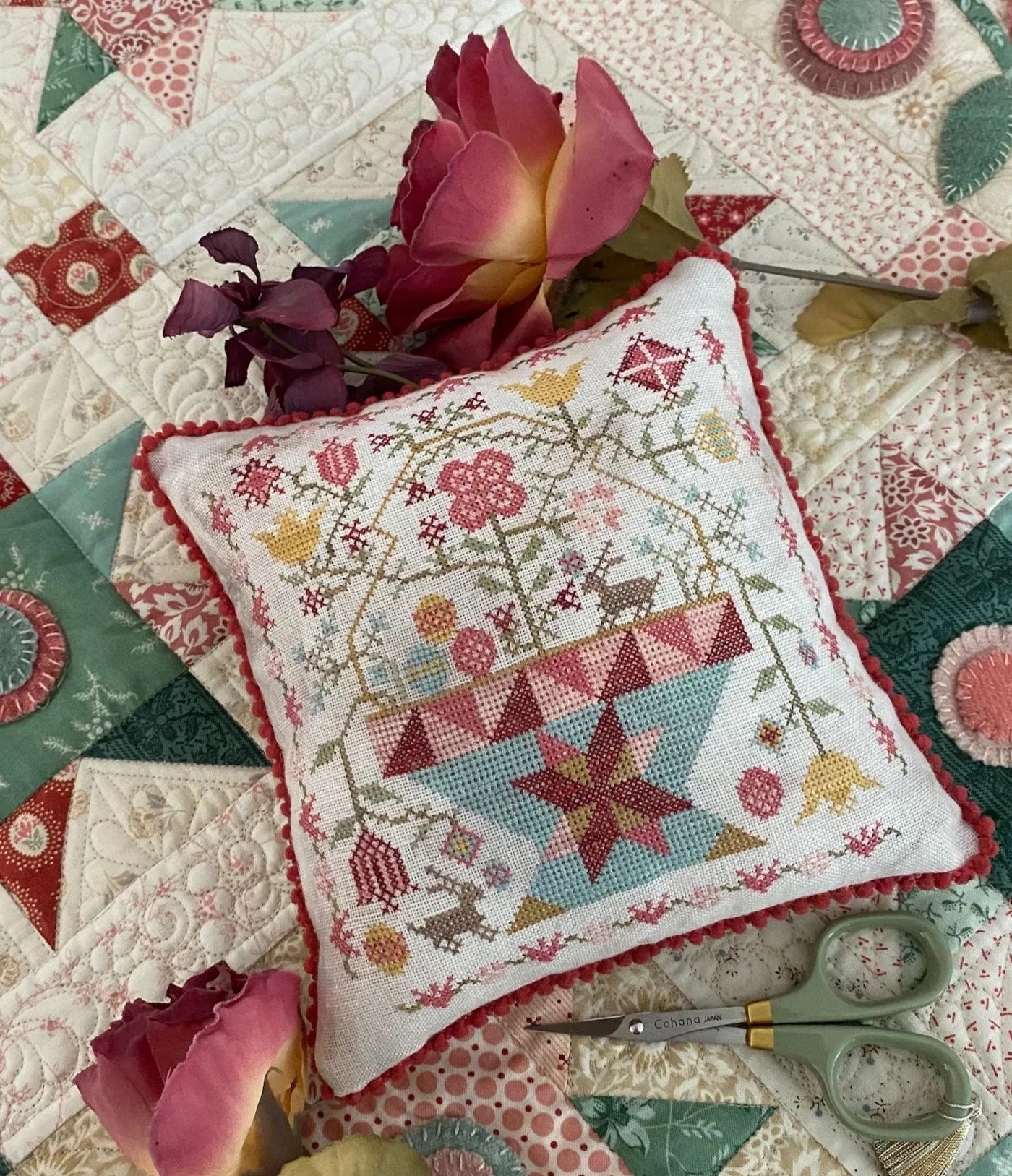 ✓ Betsy's Easter Basket by Pansy Patch Quilt and Stitchery-Cross Stitch-Pansy Patch Quilts and Stitchery-Millennial Fabrics