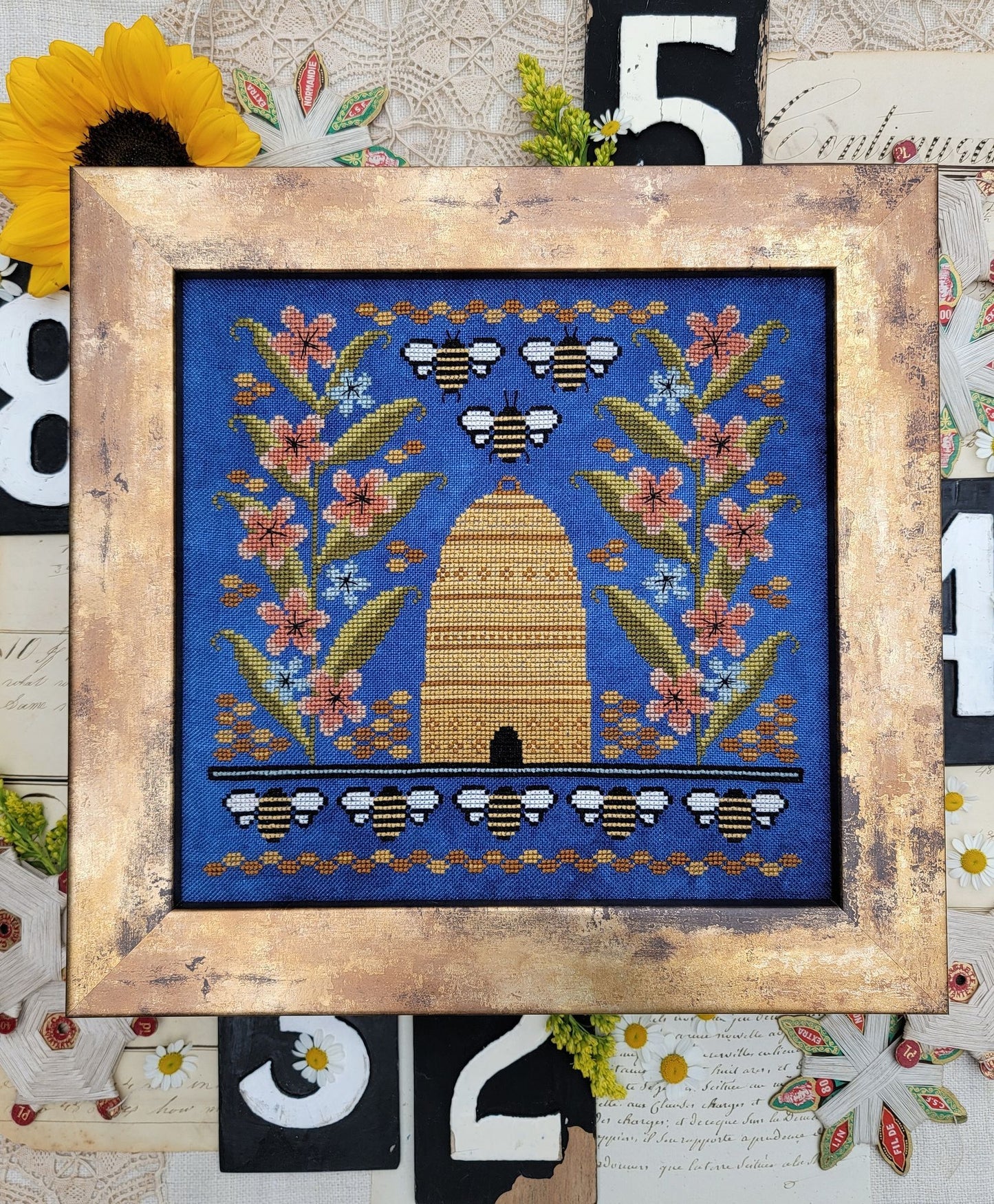 ✓ Abuzz at Midnight by Hello From Liz Mathews-Cross Stitch-Hello from Liz Mathews-Millennial Fabrics