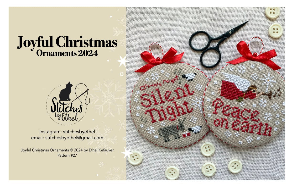 ✓ Joyful Christmas Ornaments 2024 by Stitches by Ethel
