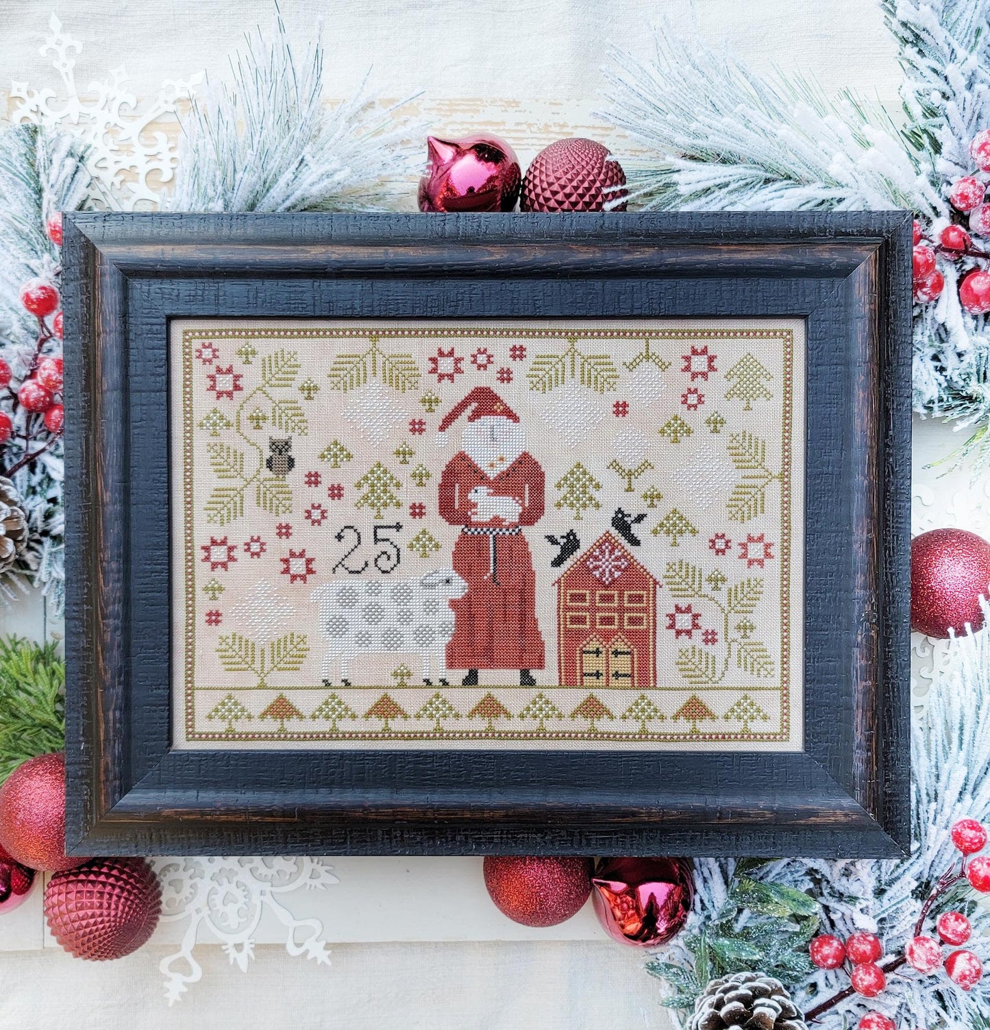 ✓ Santa and the Woolmakers by Hello from Liz Mathews-Cross Stitch-Hello from Liz Mathews-Millennial Fabrics