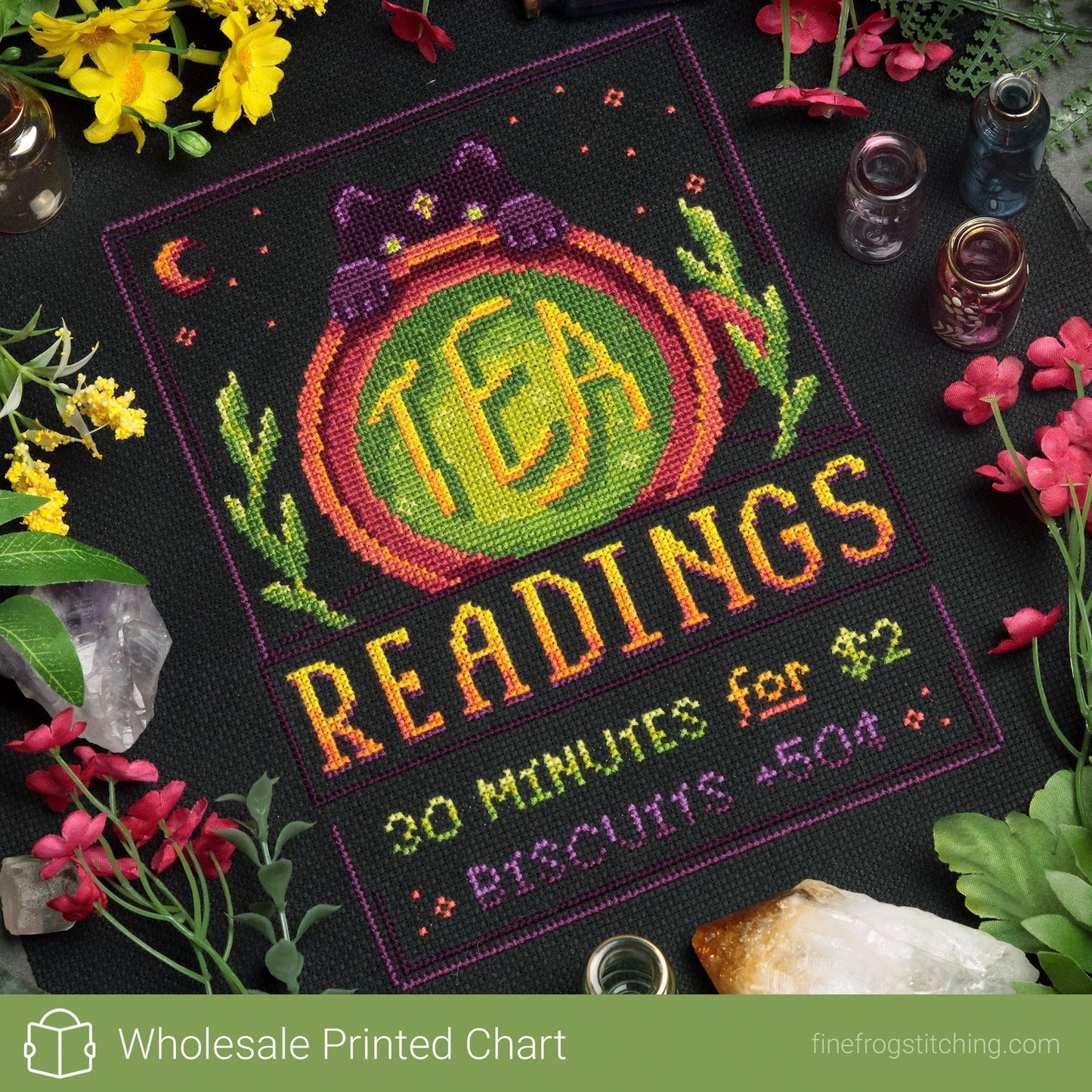 ✓ Two-Dollar Tea Readings by Fine Frog Stitching-Fine Frog Stitching-Millennial Fabrics