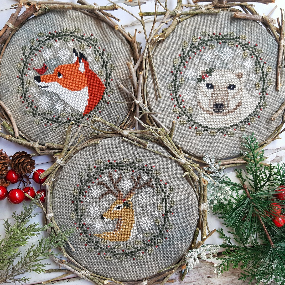 Winter animals trio 2024 by Puntini Puntini for Needlework Marketplace