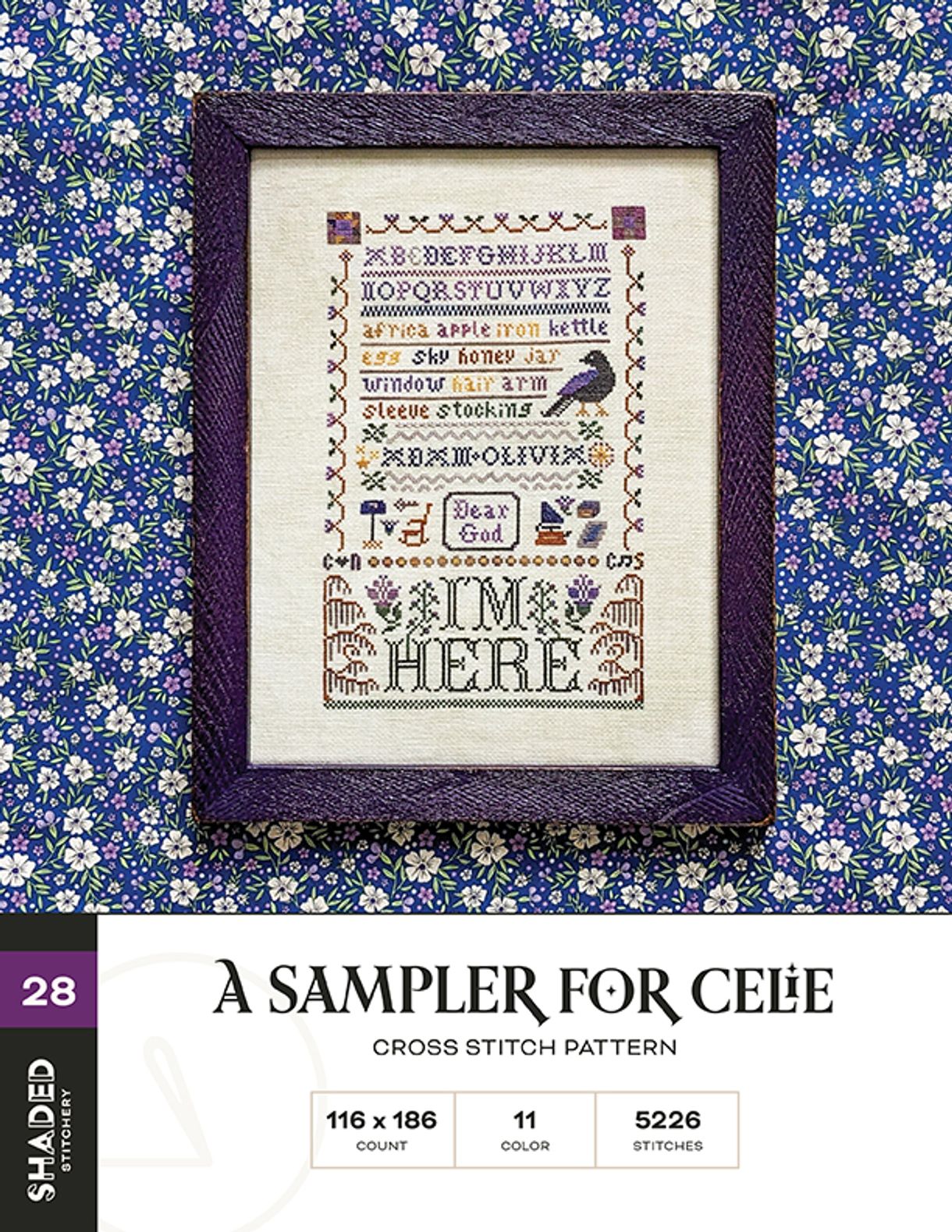 A sampler for Celie by Shaded Stitchery for Needlework Marketplace