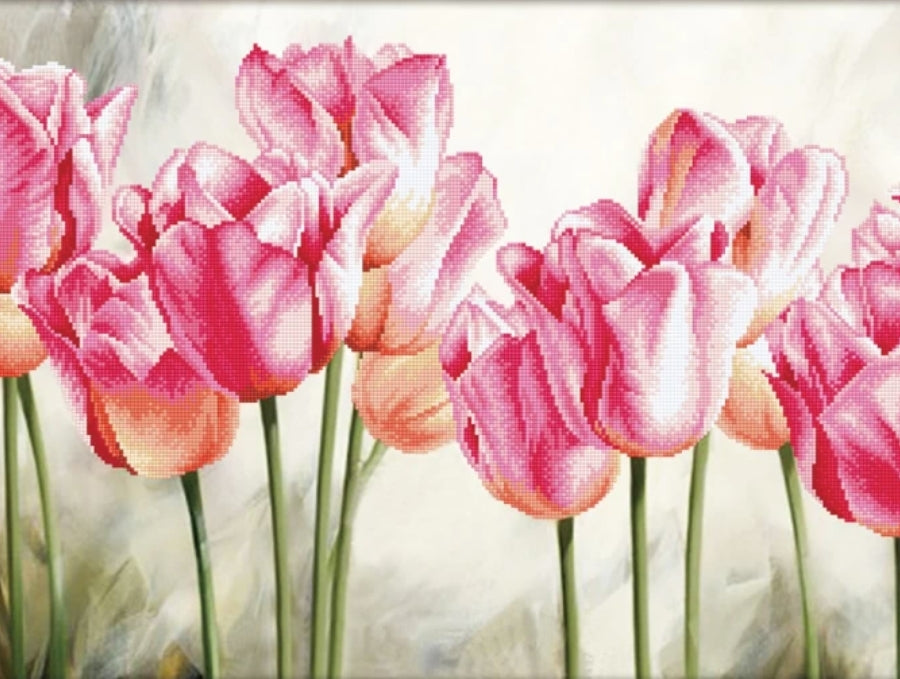 (No-Count Cross Stitch Kit) Pink Tulips by Needleart World