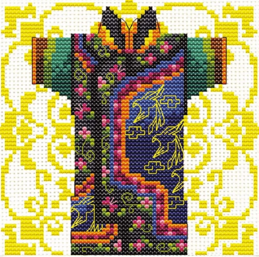 (No-Count Cross Stitch Kit) Male Geisha Green by Needleart World