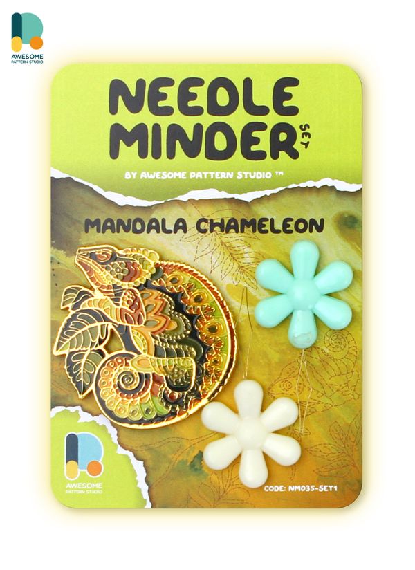 *Preorder*Mandala Chameleon Needle Minder by Awesome Pattern Studio