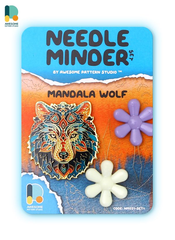 *Preorder* Mandala Wolf Needle Minder by Awesome Pattern Studio