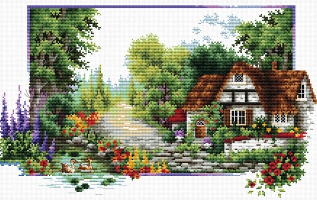 (No-Count Cross Stitch Kit) English Cottage Stream by Needleart World