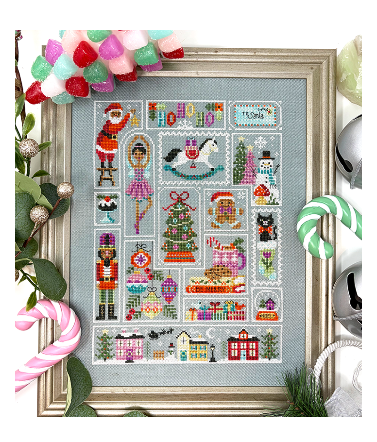 ✓ Ho Ho Holiday by Tiny Modernist-Cross Stitch-Tiny Modernist-Millennial Fabrics