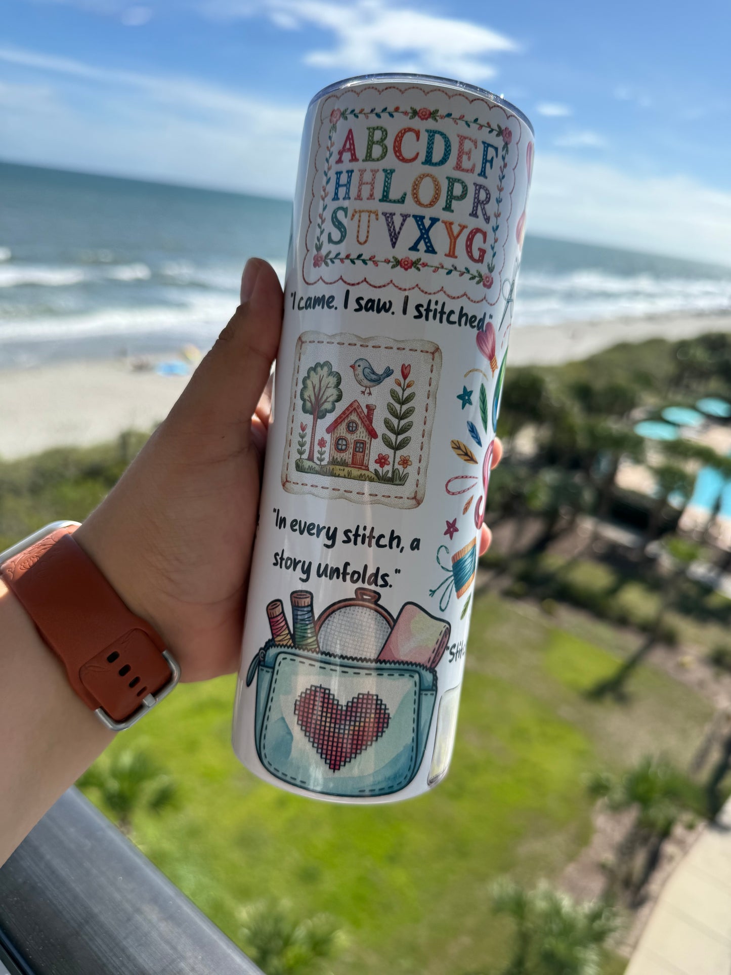 Cross Stitch Life Tumbler by The Pink Giraffe
