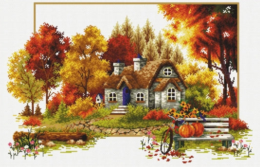 (No-Count Cross Stitch Kit) Autumn Cottage by Needleart World