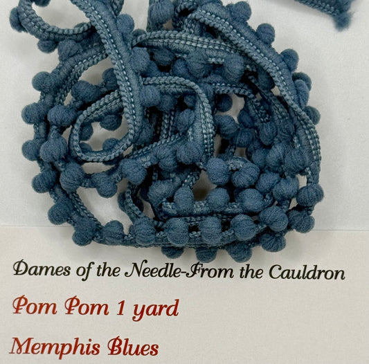 "Memphis Blue" Mini Pom Pom Trim by Dames of the Needle