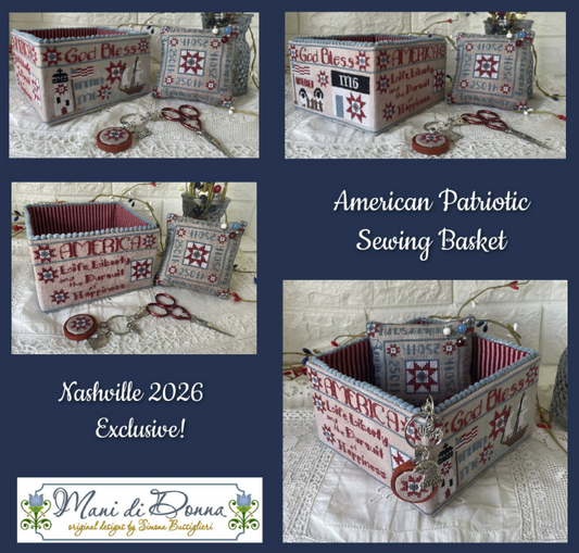 American Patriotic Sewing Basket by Mani di Donna