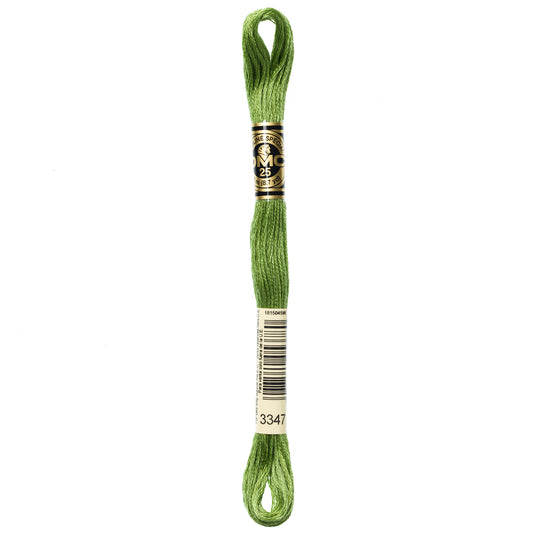 DMC 6 Strand Cotton Embroidery Floss #3347 - Yellow Green Medium-Cross Stitch-DMC Floss-Millennial Fabrics