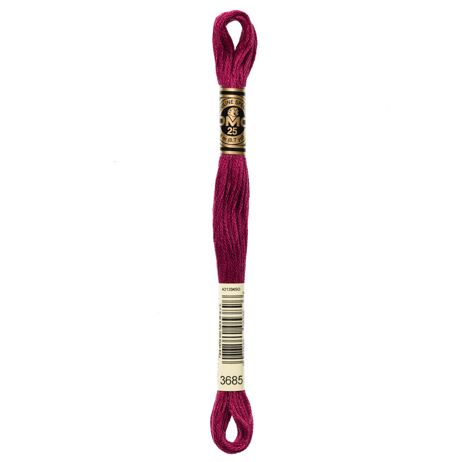 DMC 6 Strand Cotton Embroidery Floss #3685 - Mauve Very Dark-Cross Stitch-DMC Floss-Millennial Fabrics