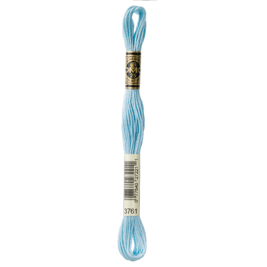 DMC 6 Strand Cotton Embroidery Floss #3761 - Sky Blue Light-Cross Stitch-DMC Floss-Millennial Fabrics