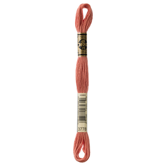 DMC 6 Strand Cotton Embroidery Floss #3778 - Terra Cotta Light-Cross Stitch-DMC Floss-Millennial Fabrics