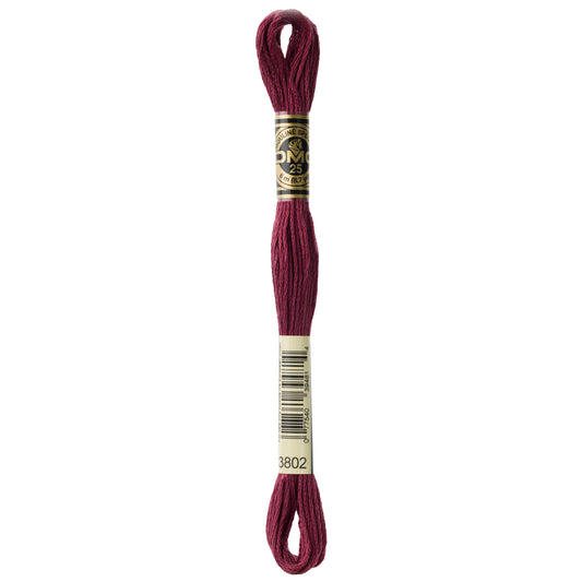 DMC 6 Strand Cotton Embroidery Floss #3802 - Antique Mauve Very Dark-Cross Stitch-DMC Floss-Millennial Fabrics
