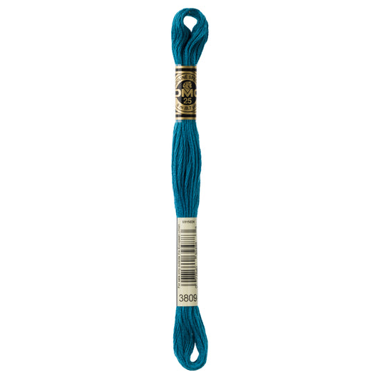 DMC 6 Strand Cotton Embroidery Floss #3809 - Turquoise Very Dark-Cross Stitch-DMC Floss-Millennial Fabrics