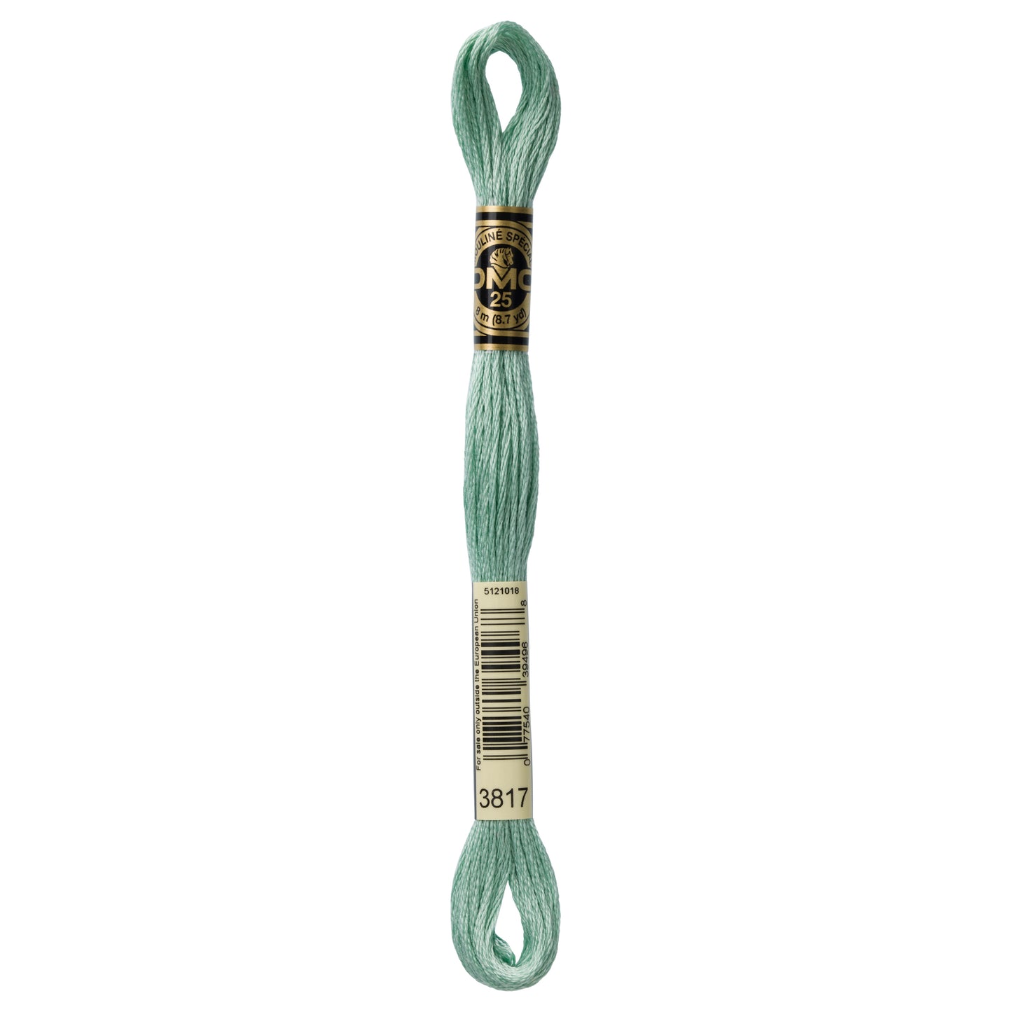 DMC 6 Strand Cotton Embroidery Floss #3817 - Celadon Green Light-Cross Stitch-DMC Floss-Millennial Fabrics
