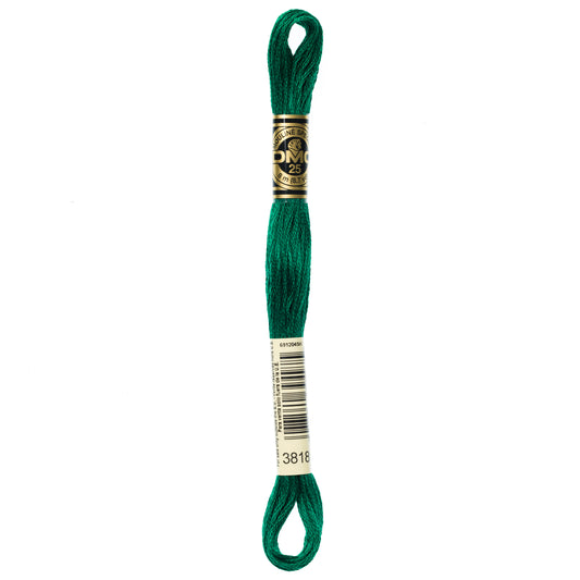 DMC 6 Strand Cotton Embroidery Floss #3818 - Emerald Green Ultra Very Dark-Cross Stitch-DMC Floss-Millennial Fabrics