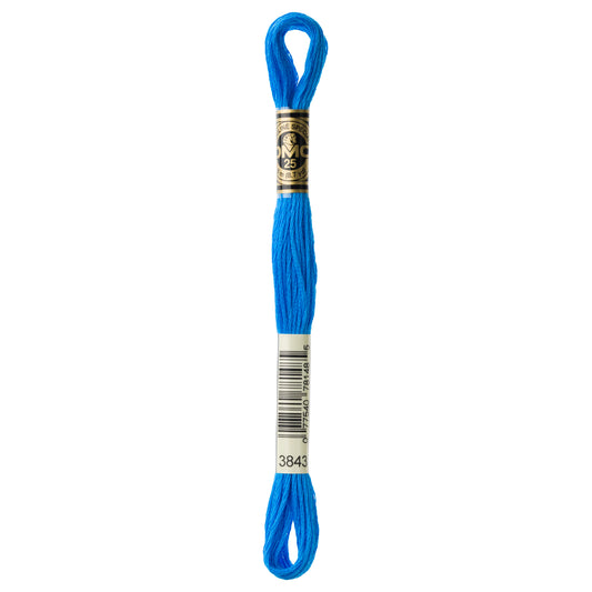 DMC 6 Strand Cotton Embroidery Floss #3843 - Electric Blue-Cross Stitch-DMC Floss-Millennial Fabrics