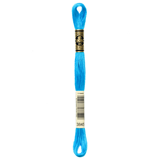 DMC 6 Strand Cotton Embroidery Floss #3845 - Bright Turquoise Medium-Cross Stitch-DMC Floss-Millennial Fabrics
