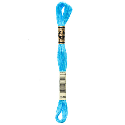 DMC 6 Strand Cotton Embroidery Floss #3846 - Bright Turquoise Light-Cross Stitch-DMC Floss-Millennial Fabrics