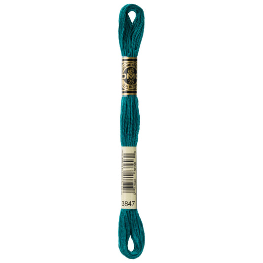 DMC 6 Strand Cotton Embroidery Floss #3847 - Teal Green Dark-Cross Stitch-DMC Floss-Millennial Fabrics