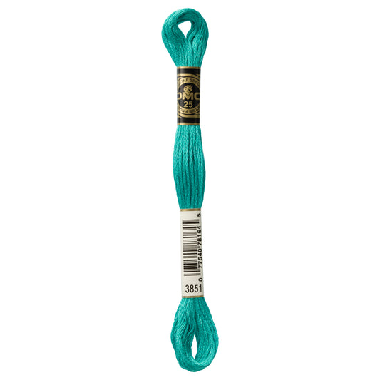 DMC 6 Strand Cotton Embroidery Floss #3851 - Bright Green Light-Cross Stitch-DMC Floss-Millennial Fabrics