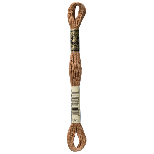 DMC 6 Strand Cotton Embroidery Floss #3863 - Mocha Beige Medium-Cross Stitch-DMC Floss-Millennial Fabrics