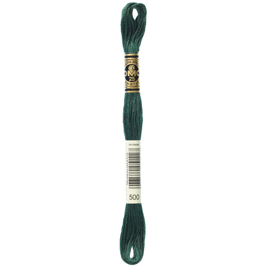 DMC 6 Strand Cotton Embroidery Floss #500 - Blue Green Very Dark-Cross Stitch-DMC Floss-Millennial Fabrics