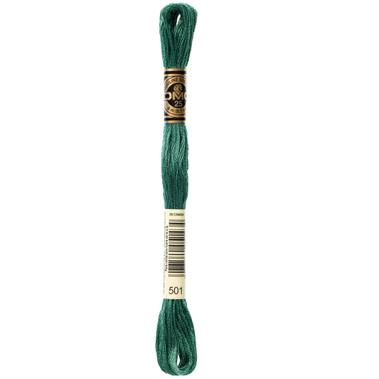 DMC 6 Strand Cotton Embroidery Floss #501 - Blue Green Dark-Cross Stitch-DMC Floss-Millennial Fabrics