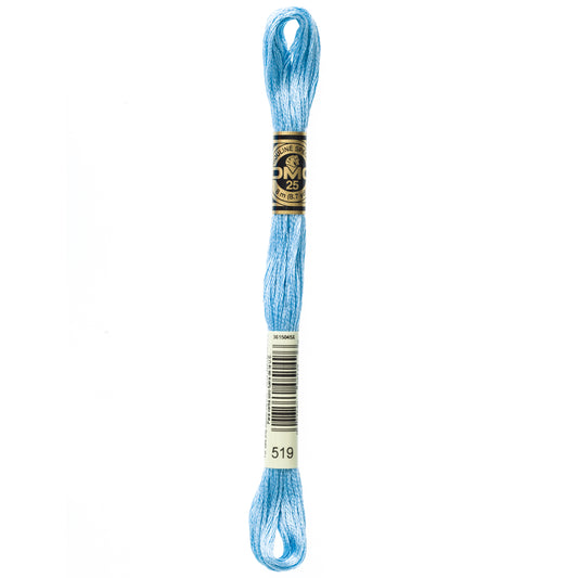 DMC 6 Strand Cotton Embroidery Floss #519 - Sky Blue-Cross Stitch-DMC Floss-Millennial Fabrics