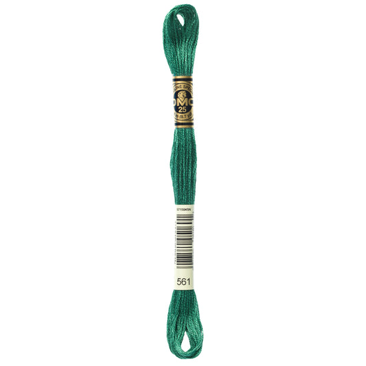 DMC 6 Strand Cotton Embroidery Floss #561 - Jade Very Dark-Cross Stitch-DMC Floss-Millennial Fabrics