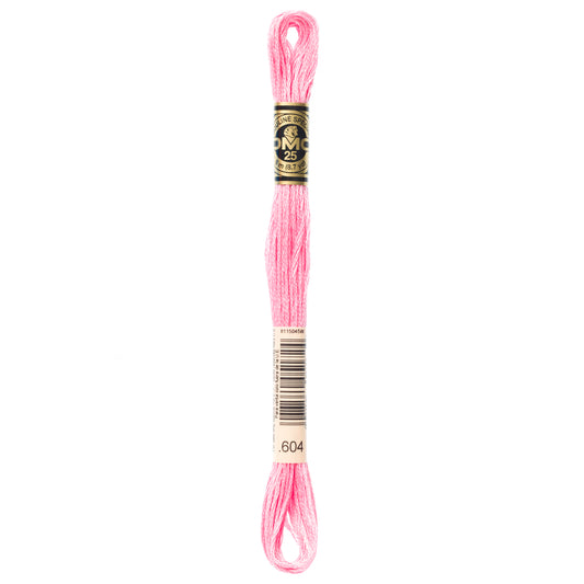 DMC 6 Strand Cotton Embroidery Floss #604 - Cranberry Light-Cross Stitch-DMC Floss-Millennial Fabrics