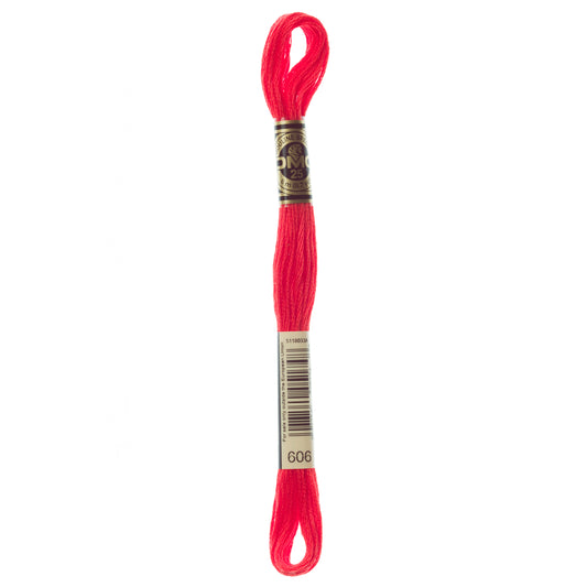 DMC 6 Strand Cotton Embroidery Floss #606 - Orange Red Bright-Cross Stitch-DMC Floss-Millennial Fabrics