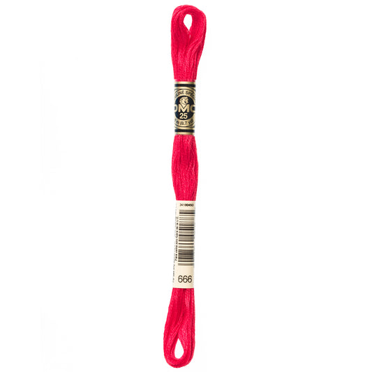 DMC 6 Strand Cotton Embroidery Floss #666 - Red Bright-Cross Stitch-DMC Floss-Millennial Fabrics