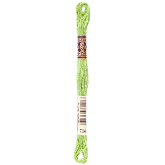 DMC 6 Strand Cotton Embroidery Floss #704 - Chartreuse Bright-Cross Stitch-DMC Floss-Millennial Fabrics