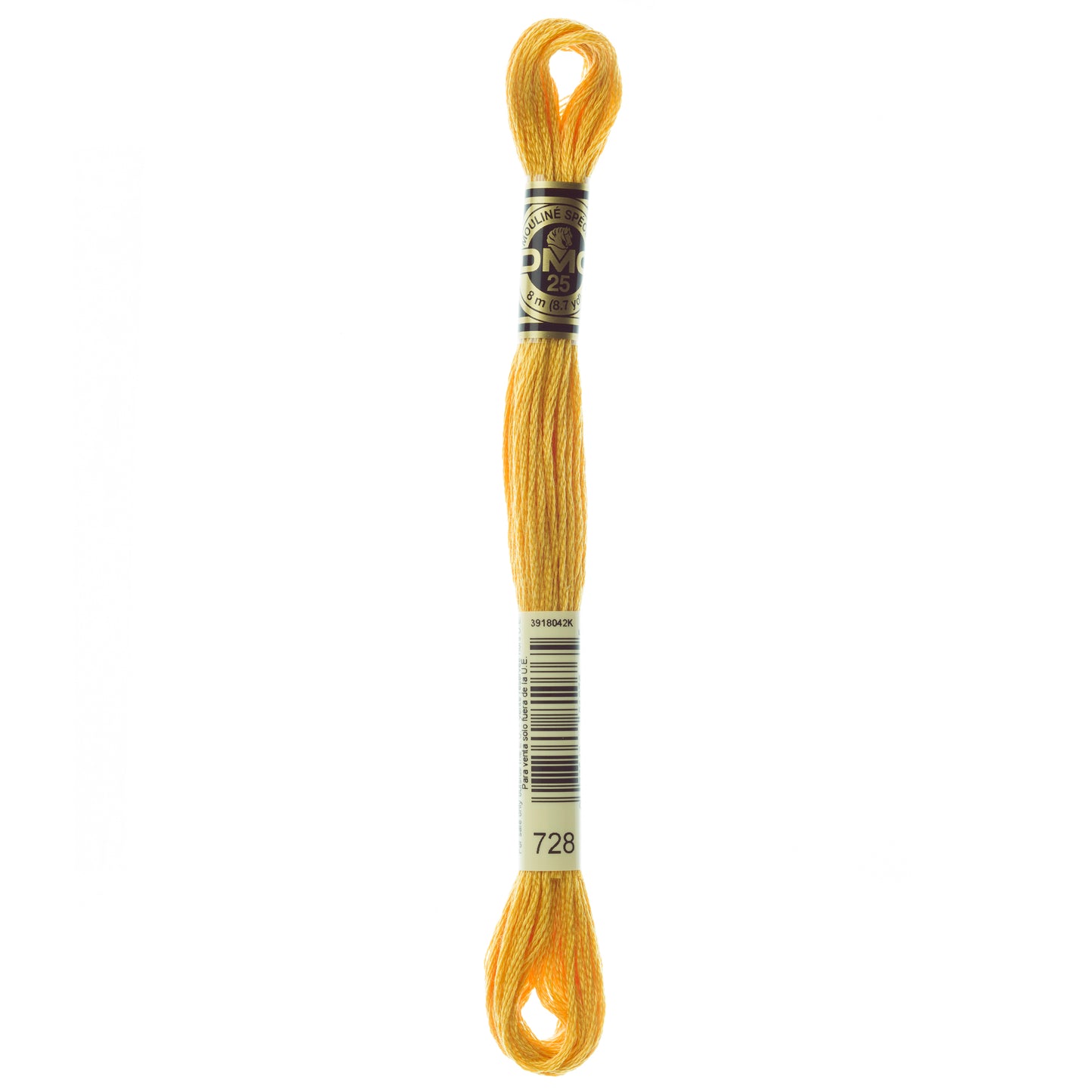 DMC 6 Strand Cotton Embroidery Floss #728 - Golden Yellow-Cross Stitch-DMC Floss-Millennial Fabrics