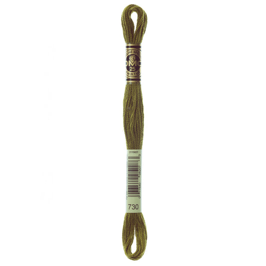 DMC 6 Strand Cotton Embroidery Floss #730 - Olive Green Very Dark
