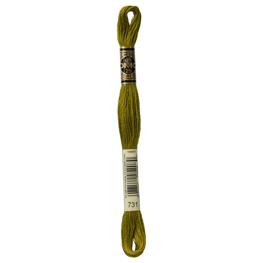 DMC 6 Strand Cotton Embroidery Floss #731 - Olive Green Dark-Cross Stitch-DMC Floss-Millennial Fabrics