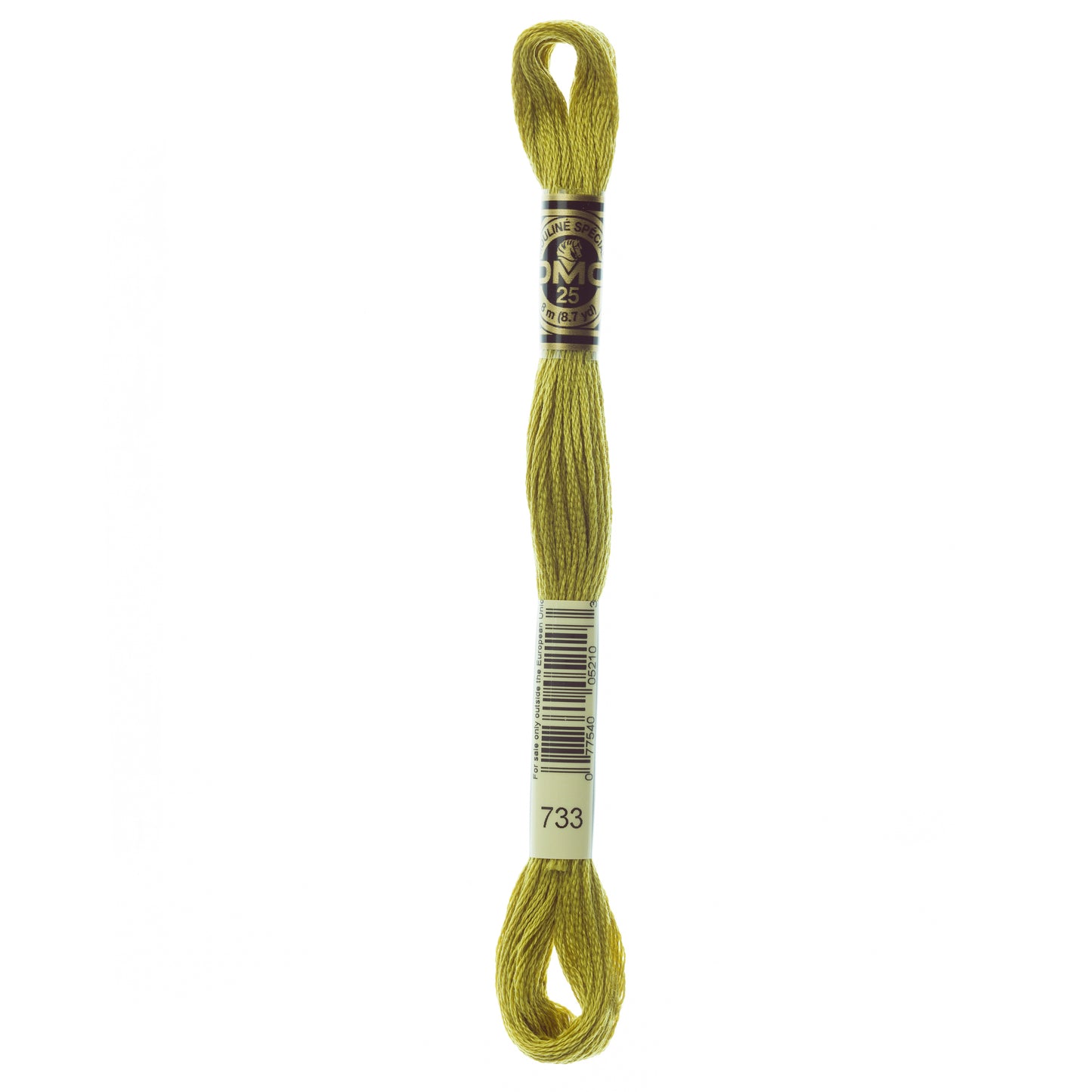 DMC 6 Strand Cotton Embroidery Floss #733 - Olive Green Medium-Cross Stitch-DMC Floss-Millennial Fabrics