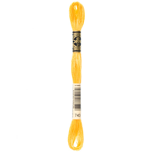 DMC 6 Strand Cotton Embroidery Floss #743 - Yellow Medium-Cross Stitch-DMC Floss-Millennial Fabrics